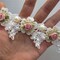 1 Yard Vintage Gold Pearl Rose Flowers Embroidered Lace Trim Fabric Floral Appliques Lace Ribbon Bridal Ornaments Handmade DIY Sewing Supplies Craft for Costume Hat Decoration 1.96" Wide